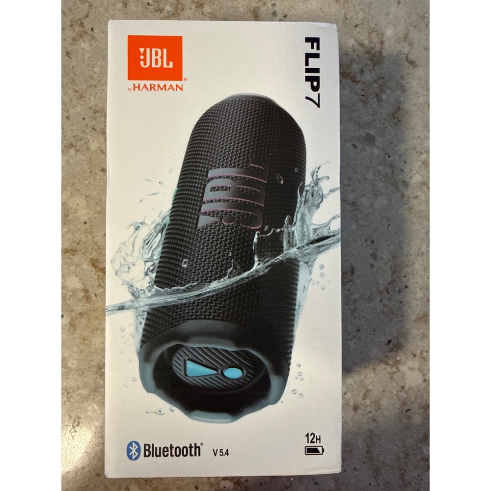 JBL Flip 7 Portable Waterproof Bluetooth Speaker Black JBLFLIP7BLK0 New